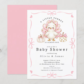 Invitation Pink Little Turkey Baby Shower Invite