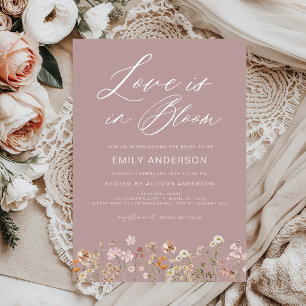 Invitation Pink Love est dans Bloom Fleur sauvage Fête des ma