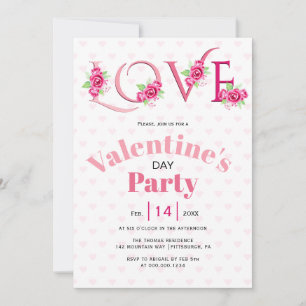 Invitation Pink LOVE et fête de la Saint Valentin rose