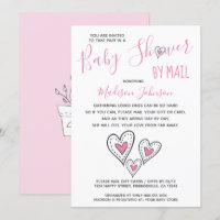 Pink Love Hearts Girl Baby shower par courrier