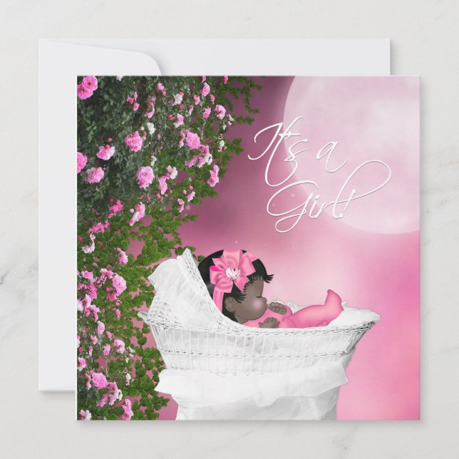 Invitation Pink Lune Baby Girl Douche (Devant)