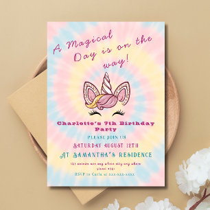 Invitation Pink Magic cravate de licorne couleur or parties s