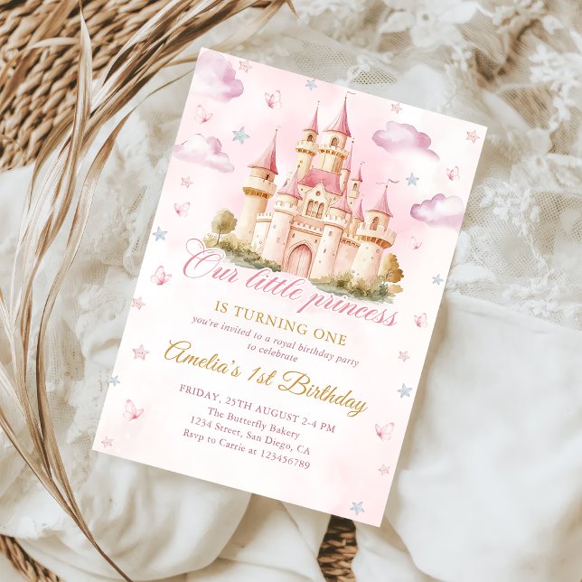 Invitation Pink Magical Princess Castle Girl Anniversaire (Créateur téléchargé)