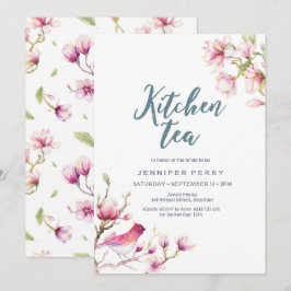 Invitation Pink Magnolia Floral Kitchen Tea Party