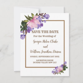 Invitation Pink Magnolia Lavender Floral Enregistrer La Date