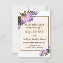 Invitation Pink Magnolia Lavender Floral Enregistrer La Date