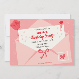 Invitation Pink mignon lettre belle