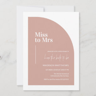 Invitation Pink minimal demi-arc Mlle à Mme Fête des mariées 