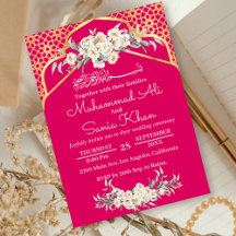 Pink minimal Floral Or musulman Mariage musulman