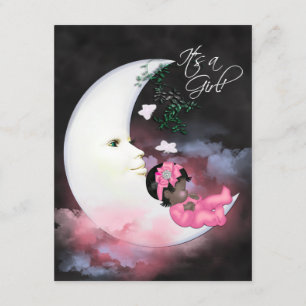 Invitation Pink Moon African American Baby Girl Douche