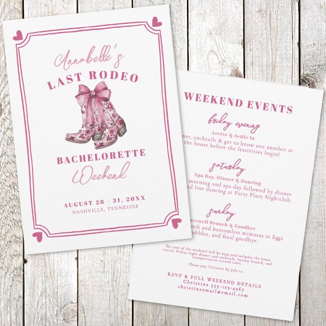 Invitation Pink Nash Bash Dernier Rodeo Bachelorette Party (Pink Nash Bash Last Rodeo Bachelorette Party Invitation )