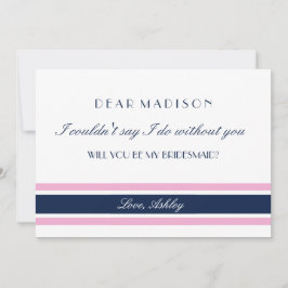 Invitation Pink & Navy Blue Stripes Serez-Vous Ma Femme D'Acc