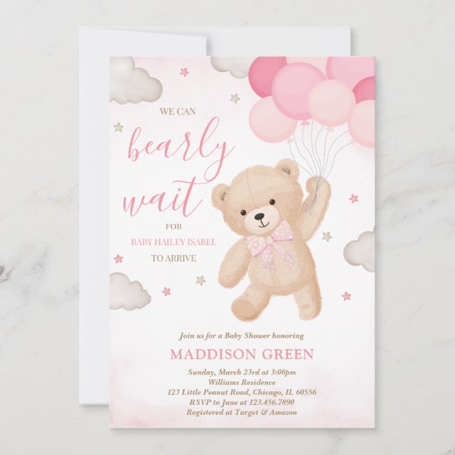 Invitation Pink, on peut attendre Baby shower (Devant)