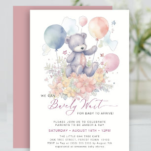 Invitation Pink On Peut Attendre Plus Tard Baby shower Fille 