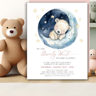 Invitation Pink On Peut Attendre Plus Tard Baby shower Fille 