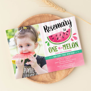 Invitation Pink One dans un melon Photo d'anniversaire