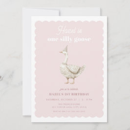 Invitation Pink One Silly Goose Girl 1er anniversaire Invitat