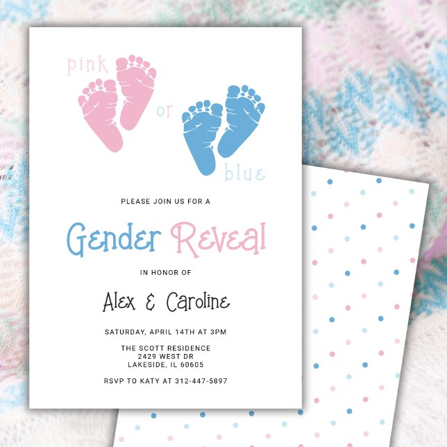 Invitation Pink or Blue Genre Revela Party Pieds bébé moderne (Créateur téléchargé)