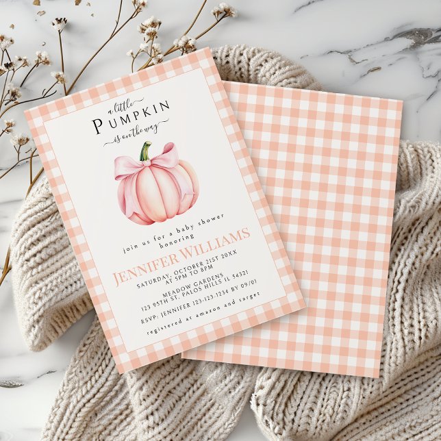 Invitation Pink Orange Petit Citrouille Baby Girl Douche (Créateur téléchargé)