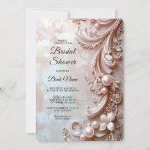 Pink Ornate Pearl and Floral Bridal Shower
