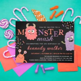 Invitation Pink Orster Monster Mash Halloween Party