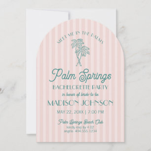 Invitation Pink Palm Springs Pastel Beach Bachelorette Party