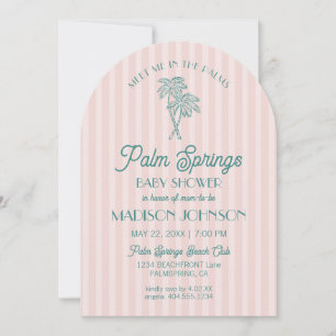Invitation Pink Palm Springs Pastel Beach Cabana Baby shower