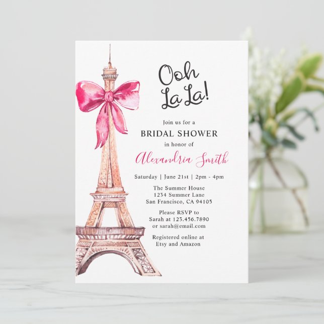 Invitation Pink Paris Bridal Shower (Debout devant)