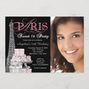 Invitation Pink Paris Sweet 16 Anniversaire