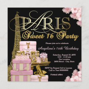 Invitation Pink Paris Sweet 16 Party