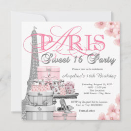 Invitation Pink Paris Sweet 16 Party
