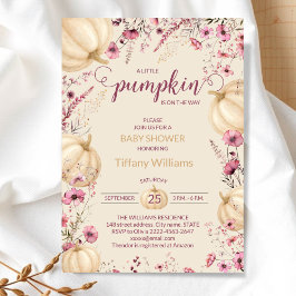 Invitation Pink Pastel Aquarelle Citrouille automne fleurs sa