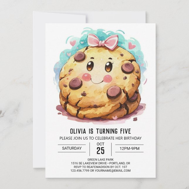 Invitation Pink Pastel Sweets Cookies Anniversaire (Devant)