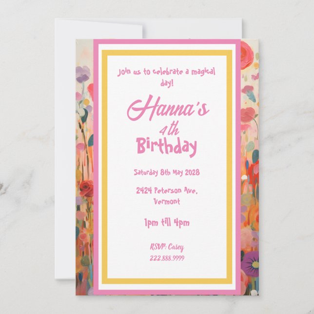 Invitation Pink Pastel Unicorn Plié Salutation (Devant)