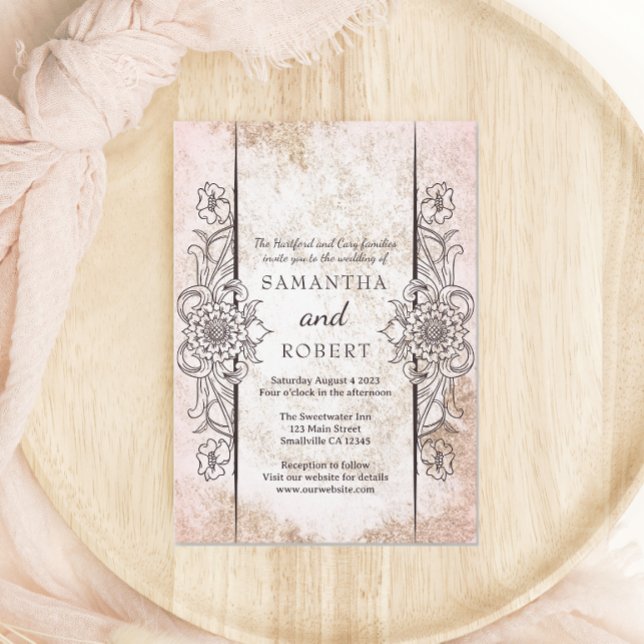 Invitation Pink Pearl Romantic Beach Wedding (Créateur téléchargé)