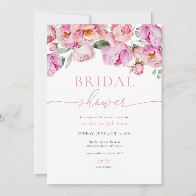 Invitation Pink Peony Floral (Devant)
