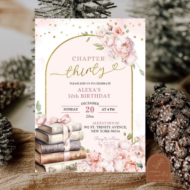 Invitation Pink Peony Storybook Femme 30e anniversaire (Créateur téléchargé)