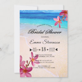 Invitation Pink Plumeria Beach Destination Fête des mariées ©