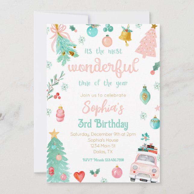 Invitation Pink Plus merveilleux temps de l'année Anniversair (Devant)