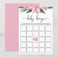 Pink Poinsettia Baby shower d'hiver Bingo Jeu
