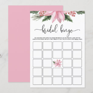 Invitation Pink Poinsettia Fête des mariées d'hiver Jeu de Bi