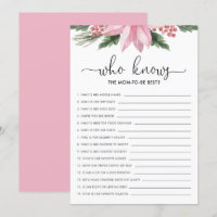 Pink Poinsettia qui connaît Maman Baby shower jeu