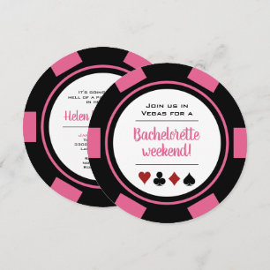 Invitation Pink Poker Chip Vegas Casino Bachelorette