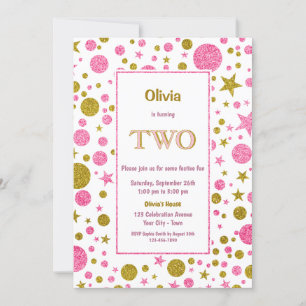 Invitation Pink Polka Dot 2e fête d'anniversaire