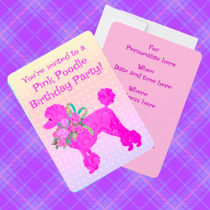 Invitation Pink Poodle Girls Anniversaire Exemple d'invitatio