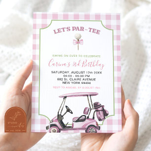 Invitation Pink Preppy Girl Golf N'importe quel âge Anniversa