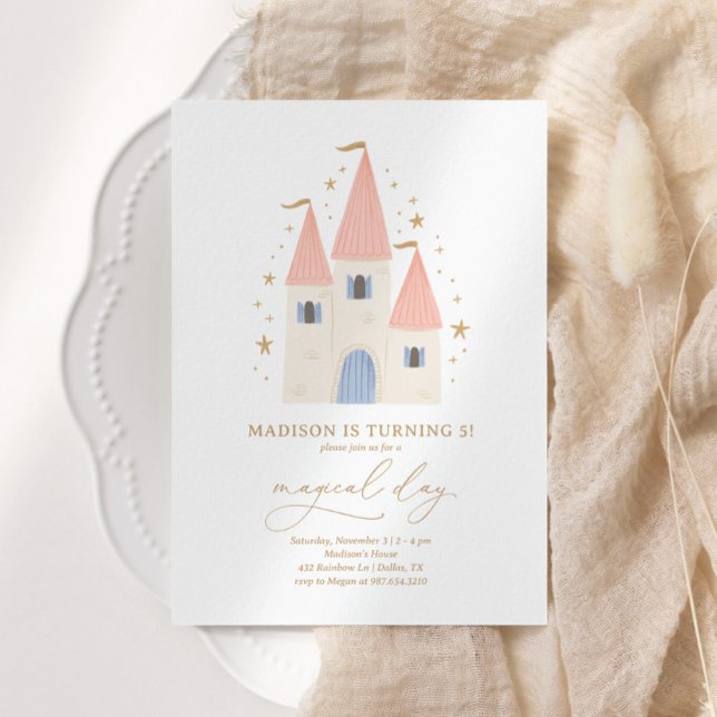 Invitation Pink Princess Castle Girl Anniversaire (Créateur téléchargé)