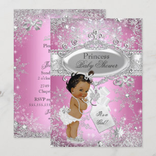 Invitation Pink Princess Winter Wonderland Baby shower ethniq