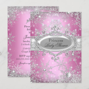Invitation Pink Princess Winter Wonderland Baby shower Invita