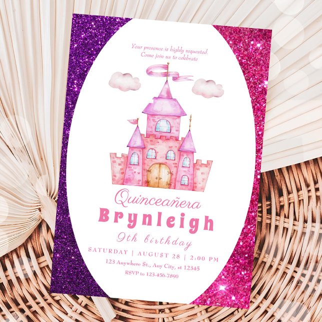 Invitation Pink princesse château fille fête d'anniversaire (Créateur téléchargé)